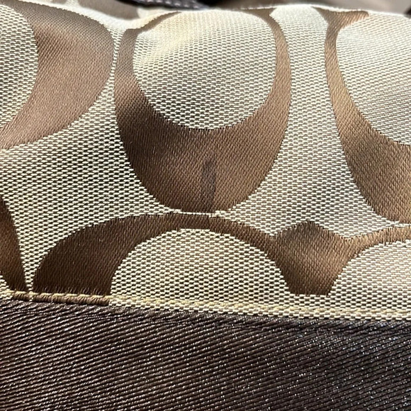 Coach Creed Brown Canvas Signature Stripe Shoulder Tote - Picture 8 of 9
